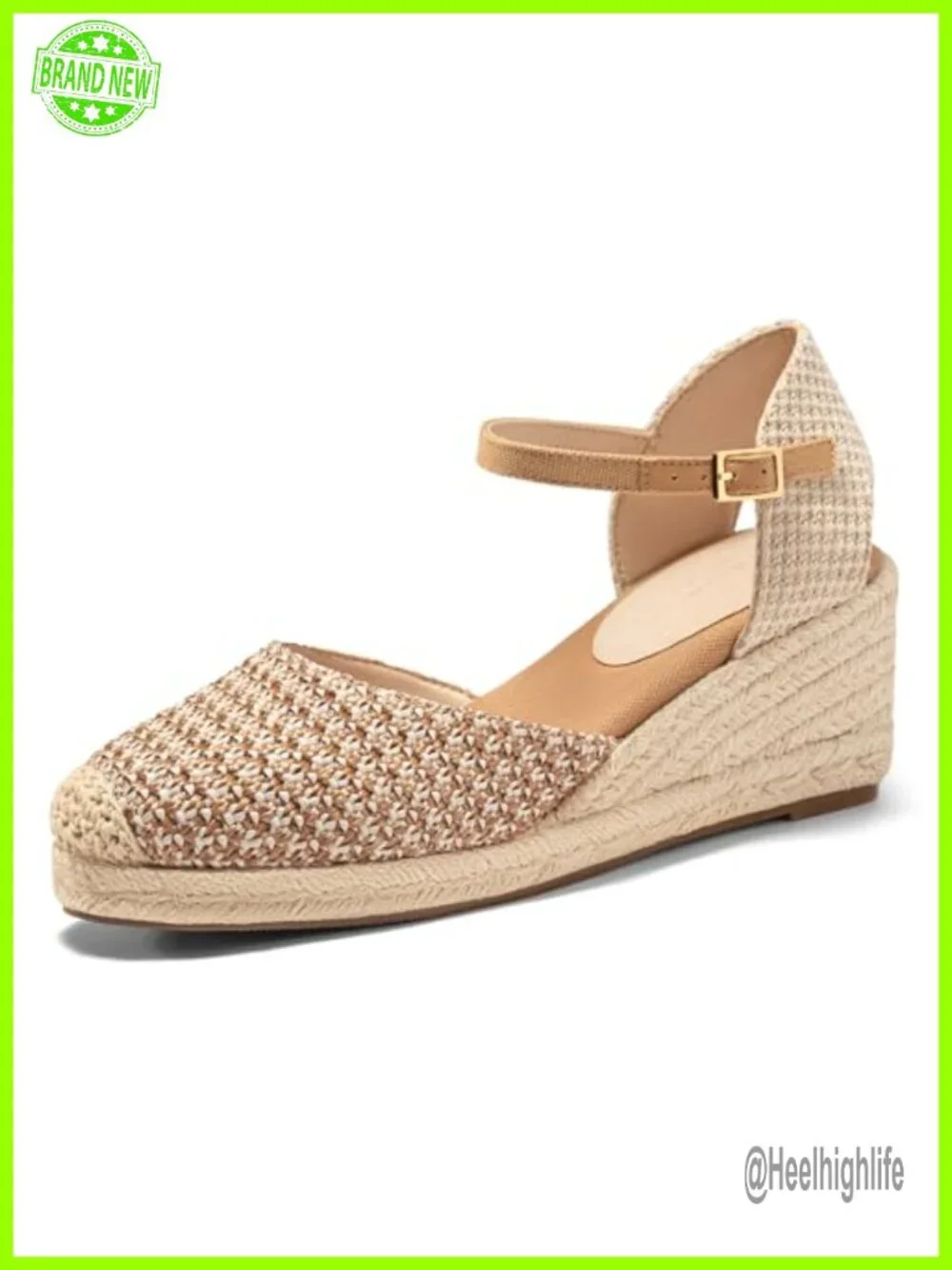Women's Espadrille Wedge Sandals Raffia Platform Ankle Strap